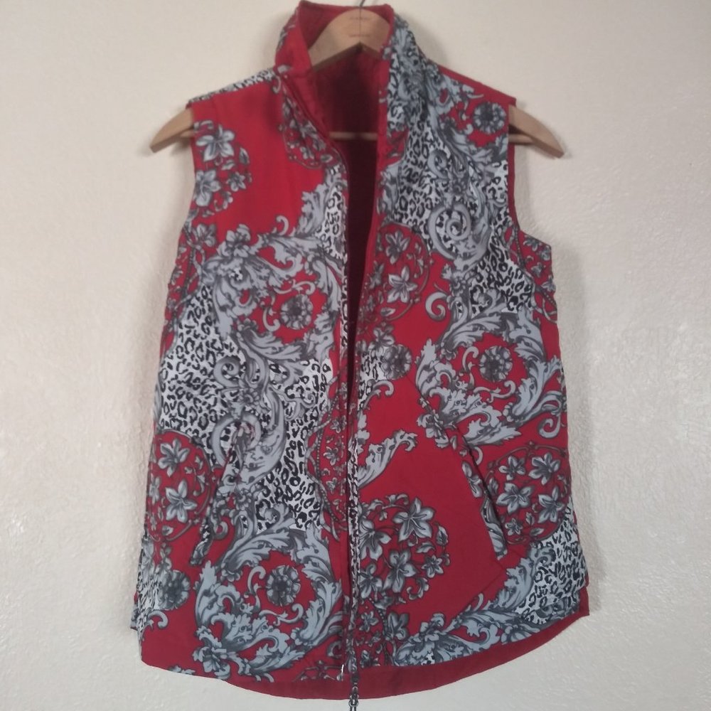 Mountain Lake NWT Reversible Red Floral Puffer Vest Women's Small